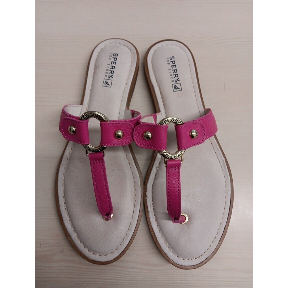Sperry Top-Sider Carolina Sandals Women Size 9.5 M Pink Leather Thongs EUC